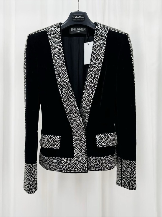 Balmain Jackets & Blazers - Balmain Black Velvet Blazer with Crystal Trim